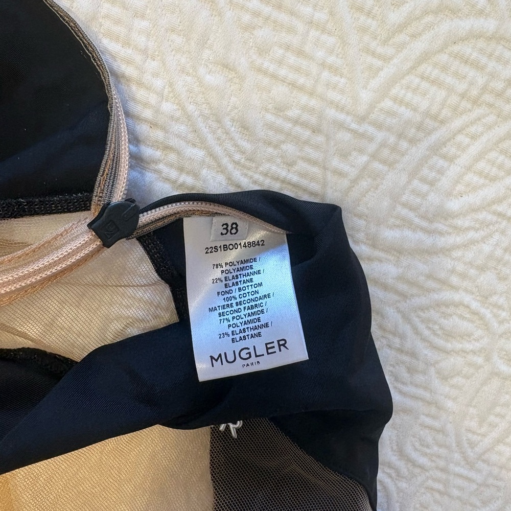 Mugler Black and Tan Off-Shoulder Bodysuit - Picture 6 of 8